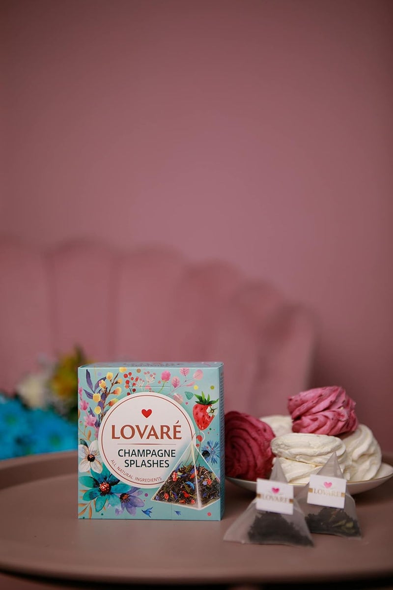 LOVARE مجموعة شاي متنوعة من LOVARE - 60 هرمية (1001 ليلة، مارشميلو الفراولة، رشات الشمبانيا، مربى التوت) - Image 2